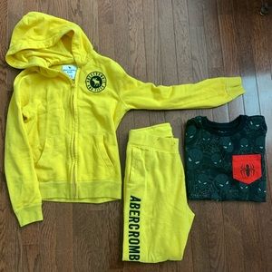 Abercrombie yellow matching hooded zip-up & pants